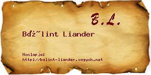 Bálint Liander névjegykártya